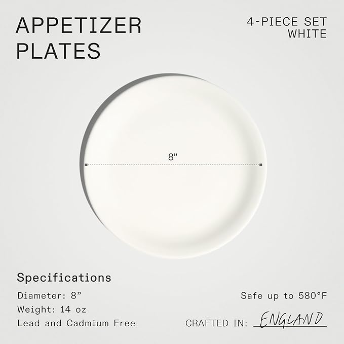 Made In Cookware - Set of 4 - Appetizer Plates - White - Porcelain - Crafted in England
