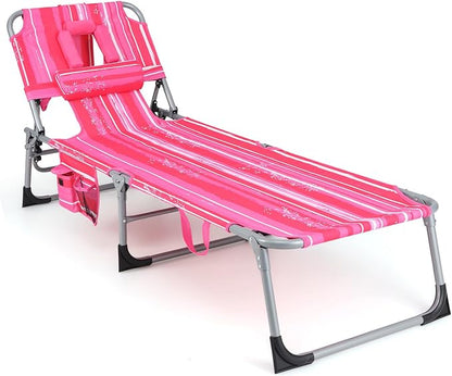 Goplus Tanning Chair, Folding Adjustable Patio Lounge Chair by Goplus