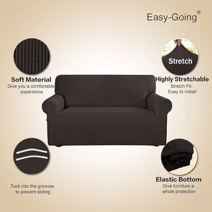 Easy-Going Stretch Loveseat Couch Covers Washable Chocolate | 1-Piece Loveseat - Image 3