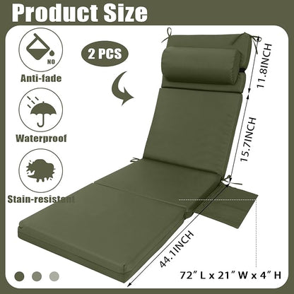 Wenqik 2 Pcs Outdoor Chaise Lounge Cushion - Image 3