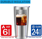 Pandance 20oz Stainless Steel Insulated Tumblers with Lid and Straw Bulk, Double Wall Vacuum Water Cups for Hot & Iced Coffee Drinks Travel Mug (Silver, 12 pack)