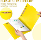 12 Pcs Classification Folders Letter Size, Back to School Supply for Teacher, Student, 1 Divider Pressboard File Folder Bulk with 2 Fasteners, 3.5 Inch Expanding File Organizer (Yellow)