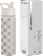 Simple Modern Kids Water Bottle with Straw Lid Vacuum Insulated Stainless Steel Metal Thermos Bottles | Reusable Leak Proof BPA-Free Flask for School | Summit Collection | 18oz, Checkmate