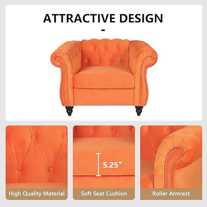 Mid-Century Sofa Chair, Velvet Accent Chair - Image 5