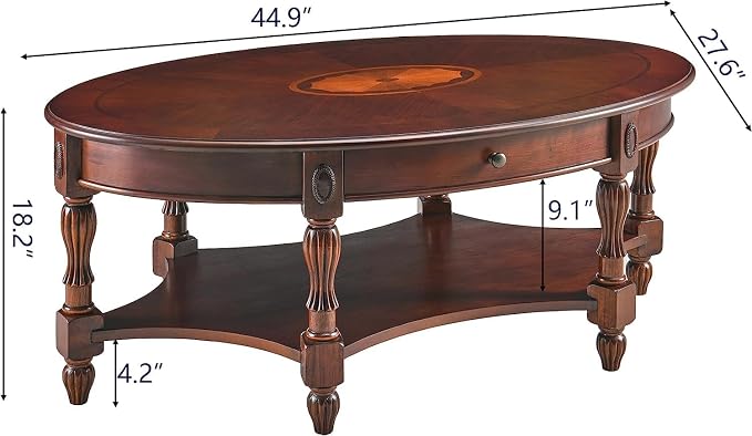 Solid Wood Oval Coffee Table - Image 2