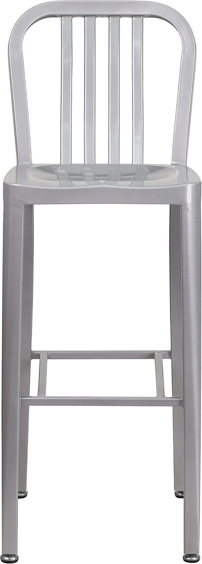 Flash Furniture Commercial Grade 30" High Silver Metal Indoor-Outdoor Barstool - Image 8
