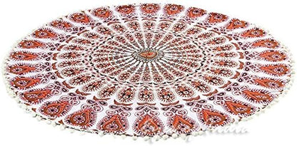Mandala Floor Pillow Cover Meditation Cushion Seating Throw Hippie Round - Image 4