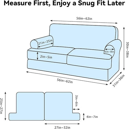 Waterproof Loveseat Cover 3-Piece Set Striped Slipcover - Image 6