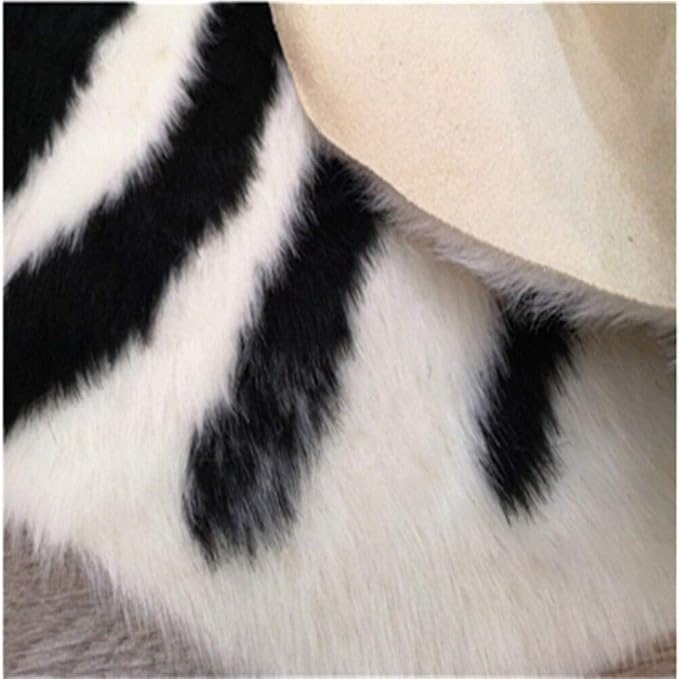 Zebra Print Rug Faux Animal Cowhide Skin Area Rug Leather Carpet Mat Large Size - Image 9