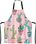 Cactus Bib Apron with Adjustable Neck for Men Women,Suitable for Home Kitchen Cooking Waitress Chef Grill Bistro Baking Apron