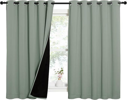 NICETOWN Greyish Green 100% Blackout Lined Curtains, 2 Thick Layers Completely by NICETOWN