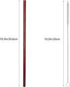 10 Pcs Stainless Steel Straws, Reusable Drinking Straws, Straight Metal Straw Sets with 2 Pcs Cleaning Brushes (10.5 Inch, Red)