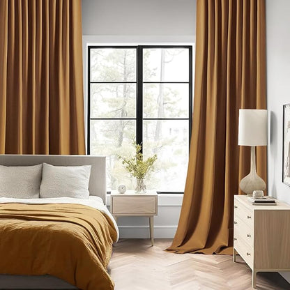 MIULEE Golden Brown Back Tab Blackout Curtains 52x72 Inches Long 2 Panels | Rod - Image 2