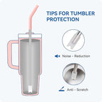 Reusable Metal Straws with Silicone Tip for Stanley 30oz,Stainless Steel Drinking Straws for 30oz Tumbler,3 Straight Tubes & 6 Tips& 1 Cleanr Brush (Dried Pine)