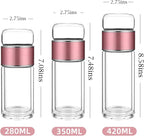 QUROXO 2025 New Tryteava Glass Infuser, Teava 3-In-1 Smart Tea Infuser with Cup Brush, Double-Layer Borosilicate Glass Tryteava Tea infusers Separation Cup (Gold, 350ml (12oz))