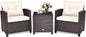 COSTWAY 3PCS Patio Furniture Set, PE Rattan Wicker Sofa w/Washable Cushion and by COSTWAY