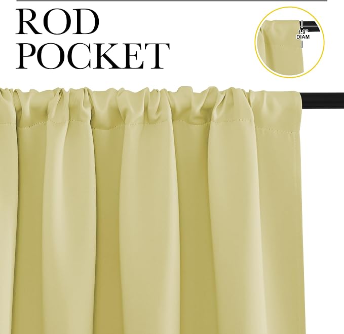 NICETOWN Paler Yellow Blackout Curtains 63 inches Long - Image 2