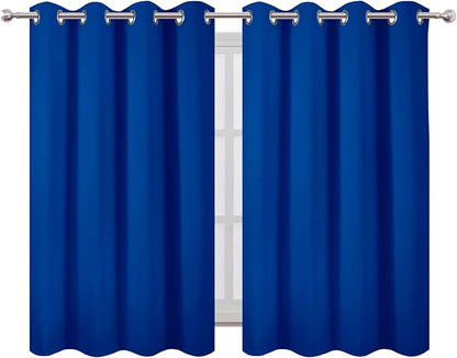 Blackout Curtains 66 x 54 Inch Long Royal Blue Curtains Set of 2 Panels Room - Image 2