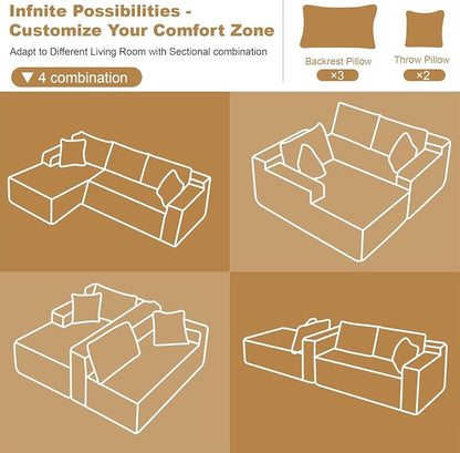 108" Sectional Couches for Living Room Cloud Couch Sofa - Image 7