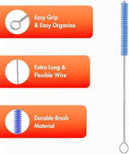 Milk Foamer Hose Brush, Long Thin Nylon Tube Cleaning Brushes Ideal for Espresso & Coffee Machine Attachments,Stainless Steel Straw Cleaning Brushes Test Tube 11.8 Inch Long and Flexible Handle