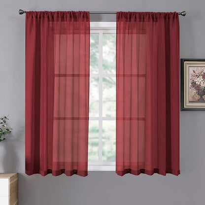 Tollpiz Short Sheer Curtain Linen Textured Bedroom Curtains Sheer Light by Tollpiz