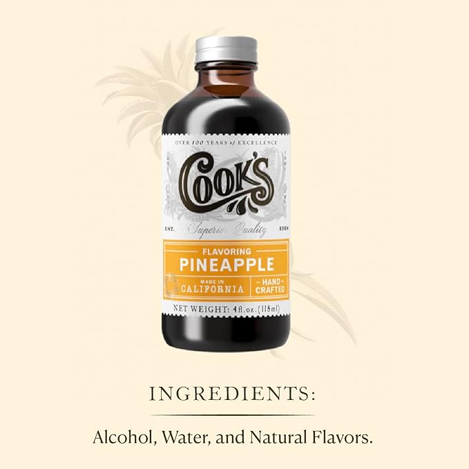 Cook's, Pineapple Flavoring for Baking, Candies, Cakes, Smoothies, Beverages, 32 oz