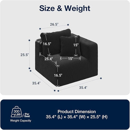 Avenco 35.4” Right-Arm Facing Modular Sofa Seat, Individually Wrapped Coil - Image 2