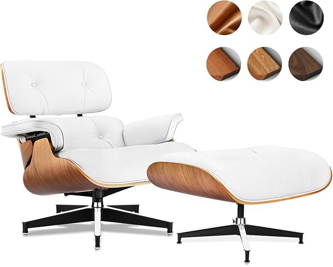Top Grain Leather, Mid Century Chaise Lounge Chair and Ottoman, Reading Chair by MakeHomeBetter