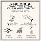 Bacha Coffee | Milano Morning Fine Flavoured Signature Nomad Collection, 100% Arabica Specialty Coffee, Ground Beans, Medium Roast, 250g