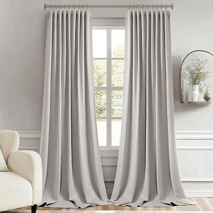 MIULEE Cobblestone Back Tab Blackout Curtains 52x102 Inch Long 2 Panels Set | - Image 8