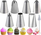 Large Piping Tips Set, Stainless Steel Cake Decorating Icing Tips Nozzles, Pastry Cake Decorating Tips Baking Tools For Cookies Cupcake Decorating Kit (1M 2D 1A 6B 853 895 114)