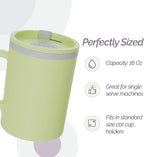 Copco Insulated Coffee Mug with Lid and Handle, 16oz Tumbler, Double Wall To-Go Cup, for Travel, Office, School, Camping, BPA-Free Reusable Plastic, Iconic Set of 2, Purple/Yellow