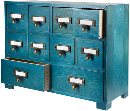 Apothecary Cabinet with 10 Drawers & Labels Rustic Library Card Catalog Cabinet by PACKGILO
