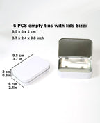 Small Metal Box With Lid-Cookie Tins Metal Tins With Lids Lens Wipes Storage Container Mini Portable Box,Empty Hinged Tin,For Organize Mint Candy Jar,Sewing (White, 6 Pcs 3.7" x 2.4" x 0.8")