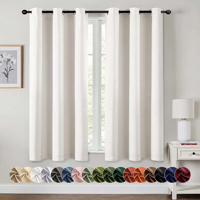 MIULEE Blackout Curtains for Bedroom 2 Panels 29 x 40 Inch Long Ivory | Thermal by MIULEE