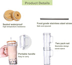 24oz Mason Jar Cups with Handle, Clear Glass Tumbler with Bamboo Lid and Straw, 2 Pack Glass Iced Coffee Cup with Lids, Cold Drinking Glasses for Iced Coffee, Juice, Bubble Tea,cola