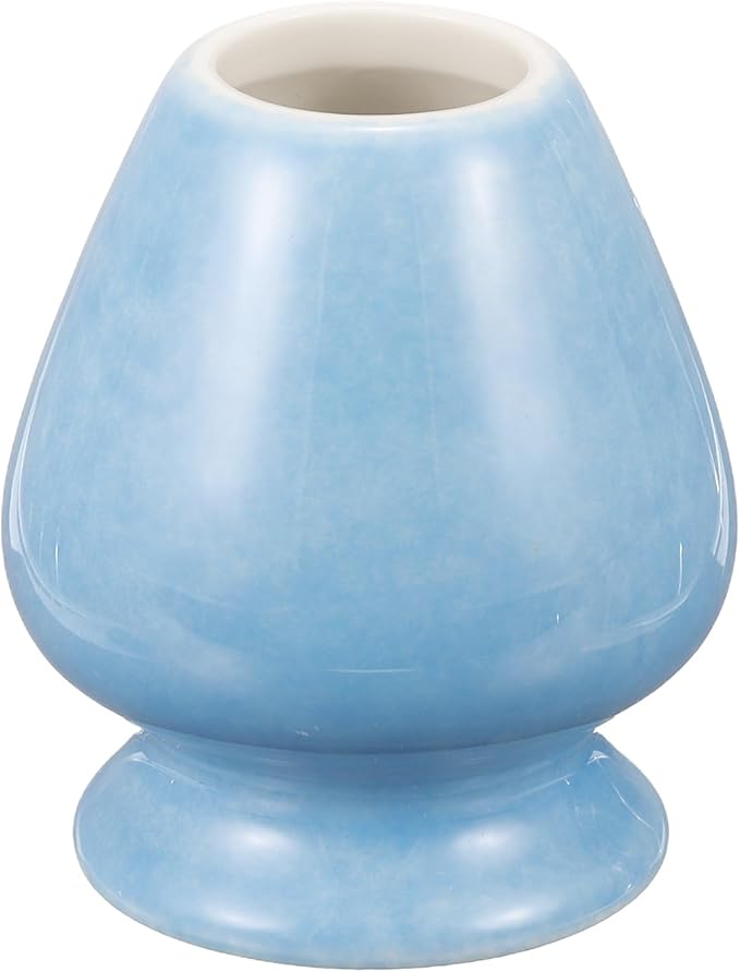 HARFINGTON Ceramic Chasen Stand 70mm Matcha Whisk Holder Teas Set Whisks Stand Traditional Matcha Tea Chasen Holder Tea Set Accessories for Tea Tasting, Cyan Blue