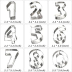 Number Cookie Cutters Shapes 9pcs, Sturdy Basic Biscuit Cutters Set with Dough Cutter, Metal Birthday Cookie Cutters for Holiday Baking Decorating