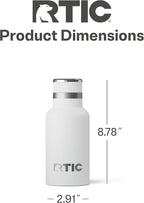 RTIC Little Journey Bottle with Straw, Insulated, Stainless Steel, Metal, Double Wall Vacuum-Insulation, Ceramic-Lined, Leak-Proof Lid, BPA-Free Water Flask for Sports, Travel, White