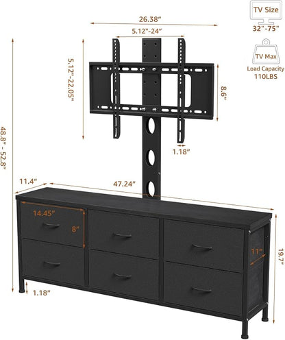 TV Stand with Mount, Fabric Dresser with 6 Drawers - Image 2