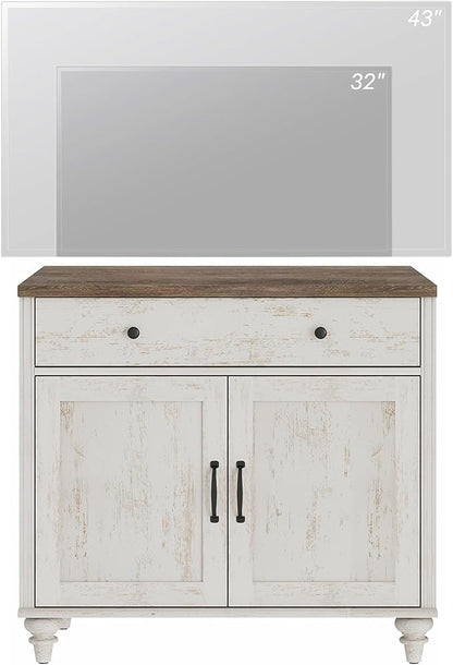 WAMPAT Farmhouse TV Stand for TVs Up to 43 inch, Wood Universal TV Stand - Image 5