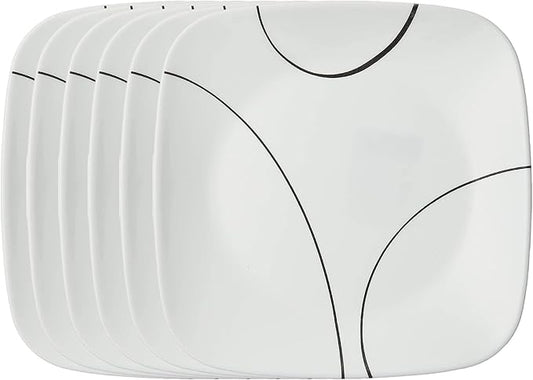 Corelle Vitrelle 6-Piece Salad Plate Set, Triple Layer Glass and Chip Resistant, Lightweight Square 8-1/2-Inch Plates Set, Splendor