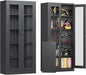 Locking Display Cabinet with Glass Door, 71”H Metal Curio Cabinets with by AFAIF