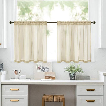 MIULEE Short Sheer Curtains 30 Inch Length 2 Panels, 29 x 30 Inches, Tier - Image 7