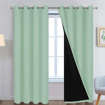 Yakamok Light Sage 100% Blackout Curtains 84 Inches Long 52" Wide, 2 Panels | by Yakamok