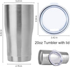 DOMICARE 20oz Tumbler with Lid Stainless Steel Tumblers Bulk, Double Wall Vacuum Insulated Coffee Travel Mug, 12 Pack Stainless Steel