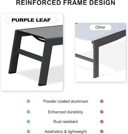 PURPLE LEAF Outdoor Chaise Lounge Set of 2 Aluminum Patio Lounge Chair - Image 6
