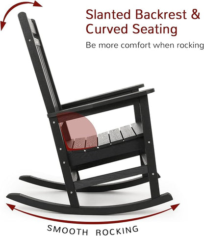 Stoog Set of 2 Outdoor Rocking Chairs, HIPS Plastic Porch Rocker - Image 5