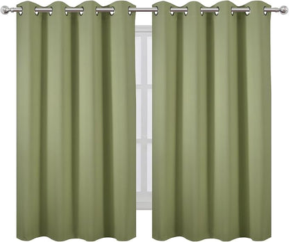 Blackout Curtains 66 x 54 Inch Long Sage Green Curtains Set of 2 Panels Room - Image 2