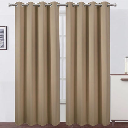 Blackout Curtains 66 x 84 inch/Natural Curtains Set of 2 Panels/Thermal by Lemomo